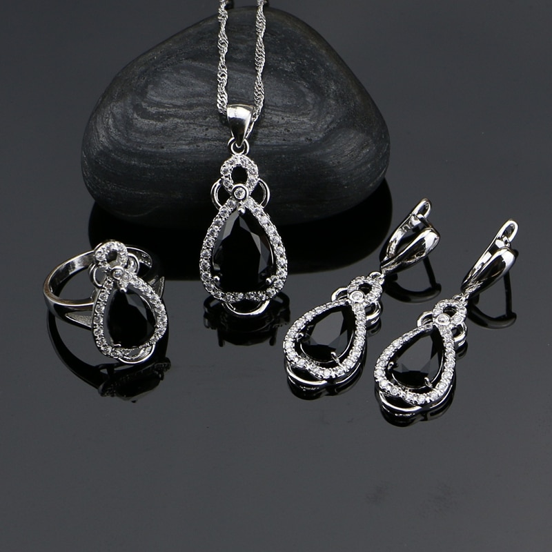 ũ ǹ   ť ڴϾ ȭƮ ũŻ  Ʈ  Ͱ / Ʈ /  /  Ʈ/Punk Jewelery Black Cubic Zirconia White Crystal Jewelry Sets For